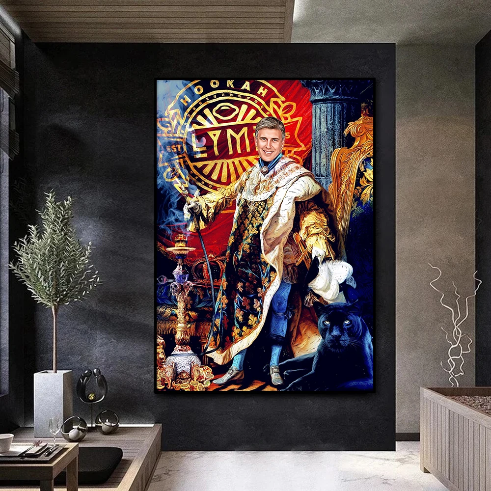 

Custom Portrait Poster Abstract Vintage King Painting Personalized Wall Art Canvas Print Man Gift Living Room Home Decor Cuadros