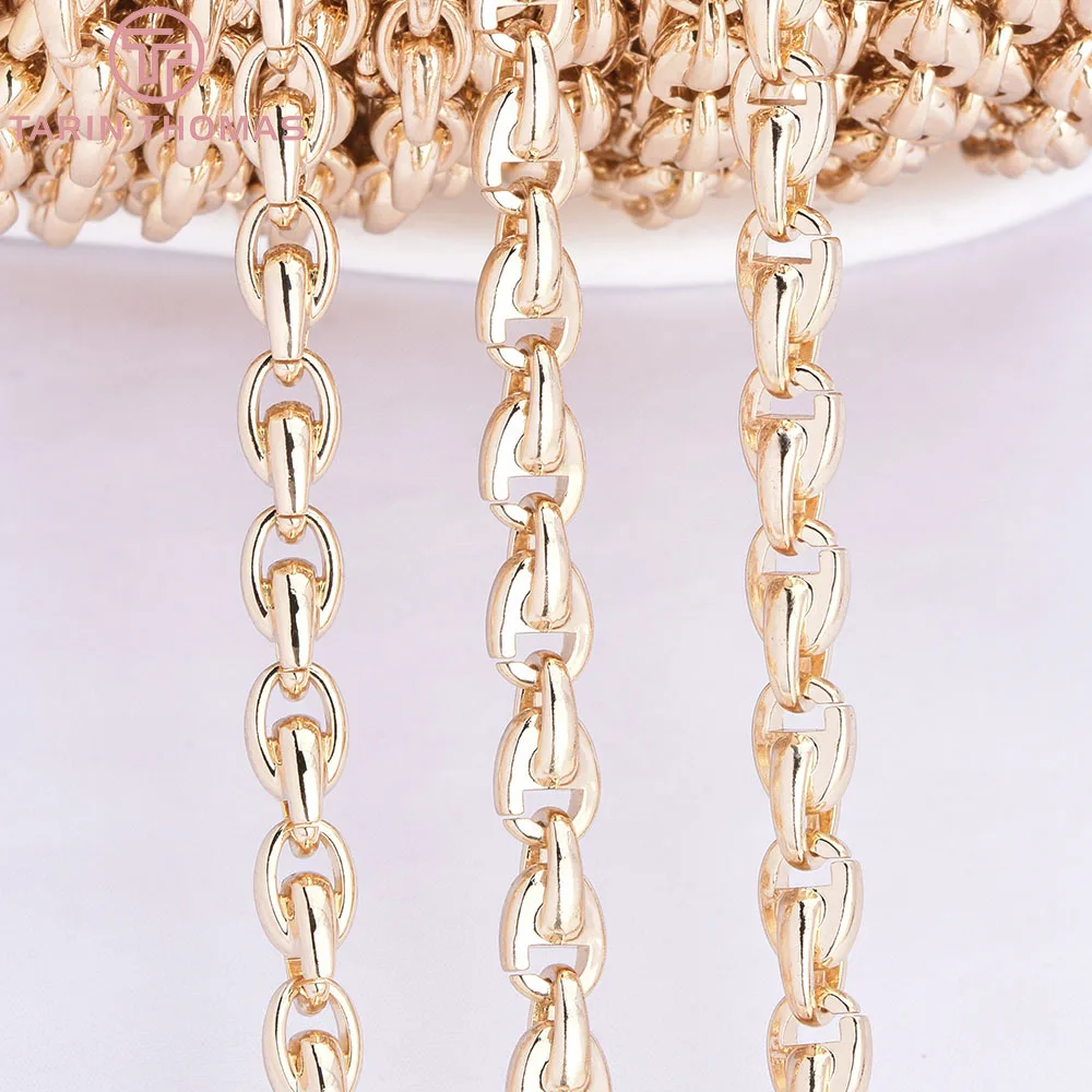 (10958)  0.5Meter 24K Gold Color Plated Alloy Handmade Chain Loose Chain DIY Jewelry Bracelet Necklace Making Accessories