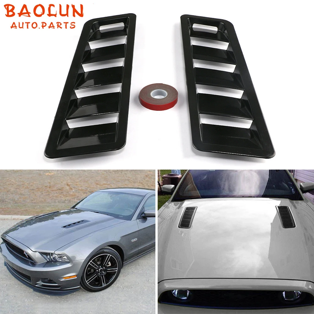 

BAOLUN 2PCS Universal 17X5 Inch Universal Car Air intake Scoop Bonnet Hood Vent Louver Cooling Panel Trim Set Matte Black ABS