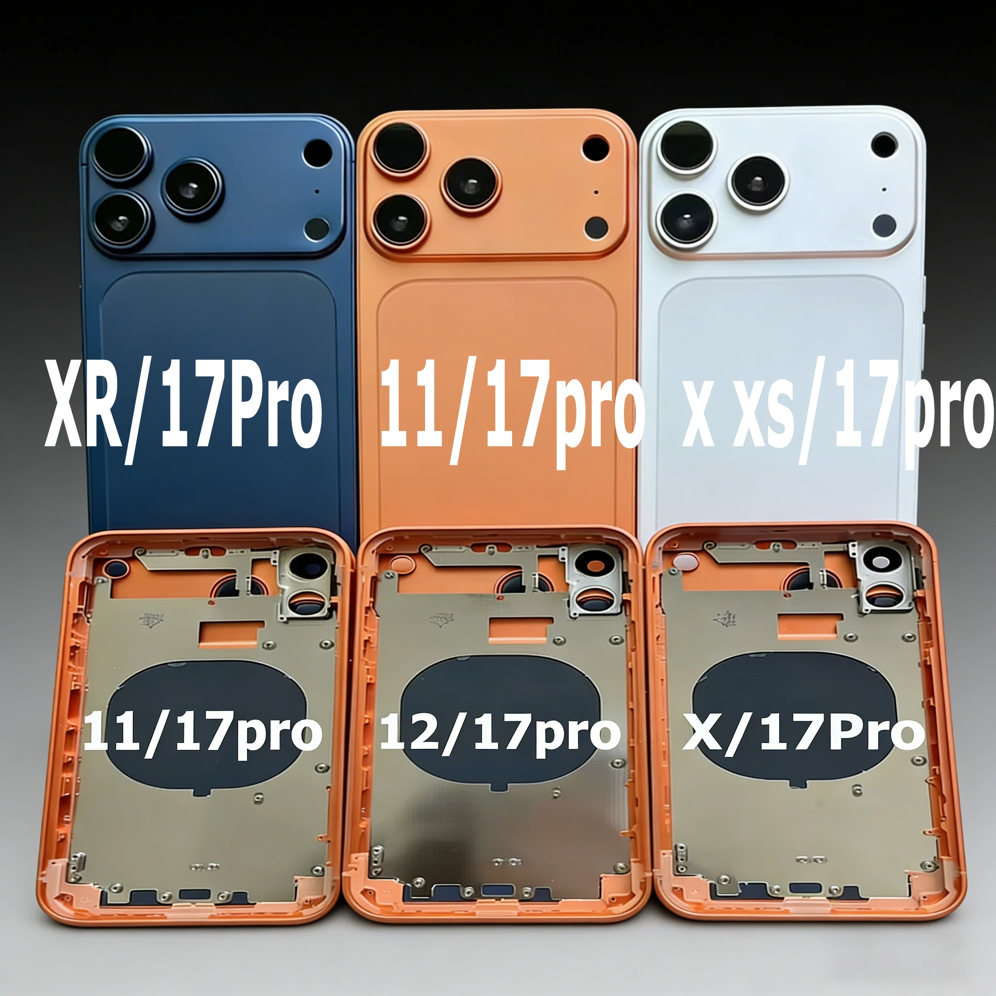 

Full Assemble Titanium Flat Diy Housing for Iphone Xr To 17 Pro Xr Chassis Convert To Shiny 17 Pro Xr Like 17 Pro Backshell Kit