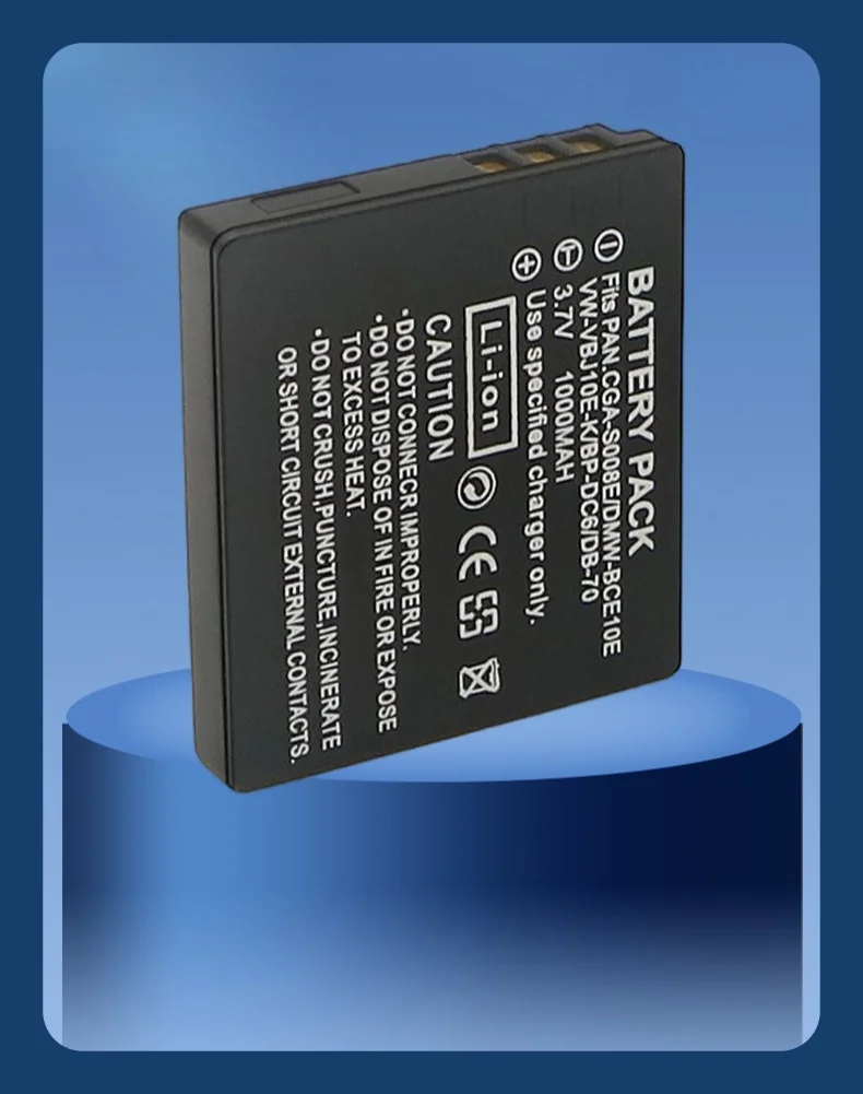 10 Stück 1000 mAh CGA-S008E/BCE10E/DB-70/BP-DC6 Akku für Panasonic Digitalkamera – wiederaufladbarer Li-Ionen-Überladeschutz
