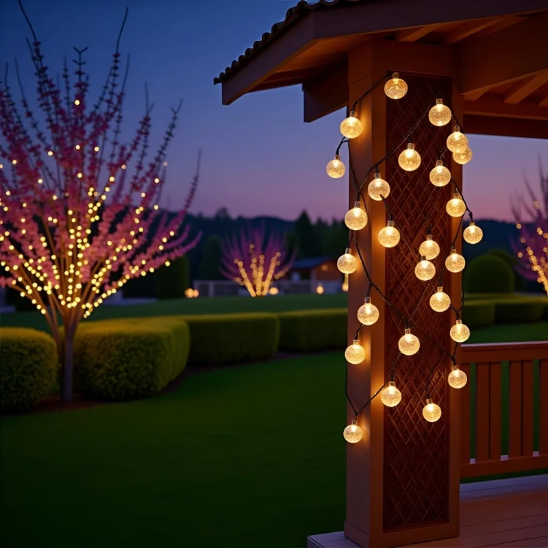 200 LED Crystal Globe Light 8 Modes Solar String Lights Outdoor Waterproof Patio Lights for Garden Yard Christmas Party Decor