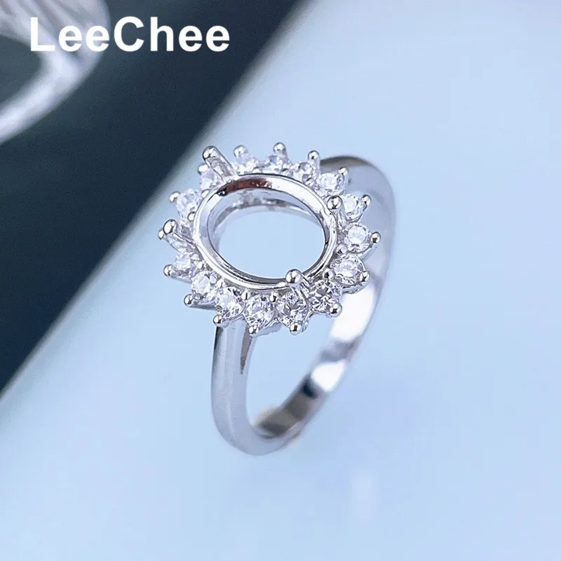 Fixed Ring Setting for Women DIY S925 Sterling Silver Classic Jewelry Findings Making Accessories 5*7/6*8/7*9/8*10/9*11/10*12MM