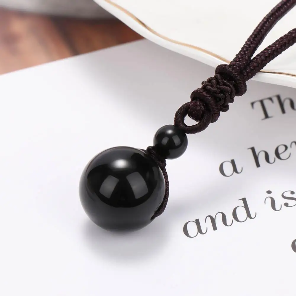 Jewelry Rope Brand New for Lovers Beads Transfer Black Crystal Top Obsidian Rainbow Ball Pendant Eye