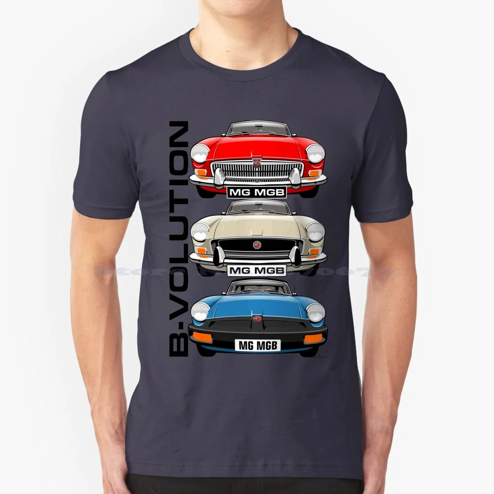 Mg Mgb Evolution T Shirt 100% Cotton Tee Mgb Roadster Chrome Rubber Bumper Sportscar British Car2oonz Cartoon Caricature