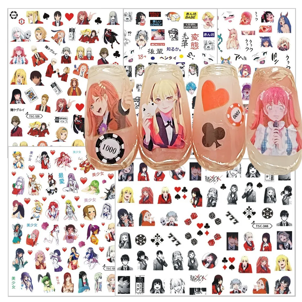

TSC-129-346 Sexy bunny gir, adult anime, Kakegurui 3D Nail Art Sticker Stamp Decal for DIY Nail Fashion