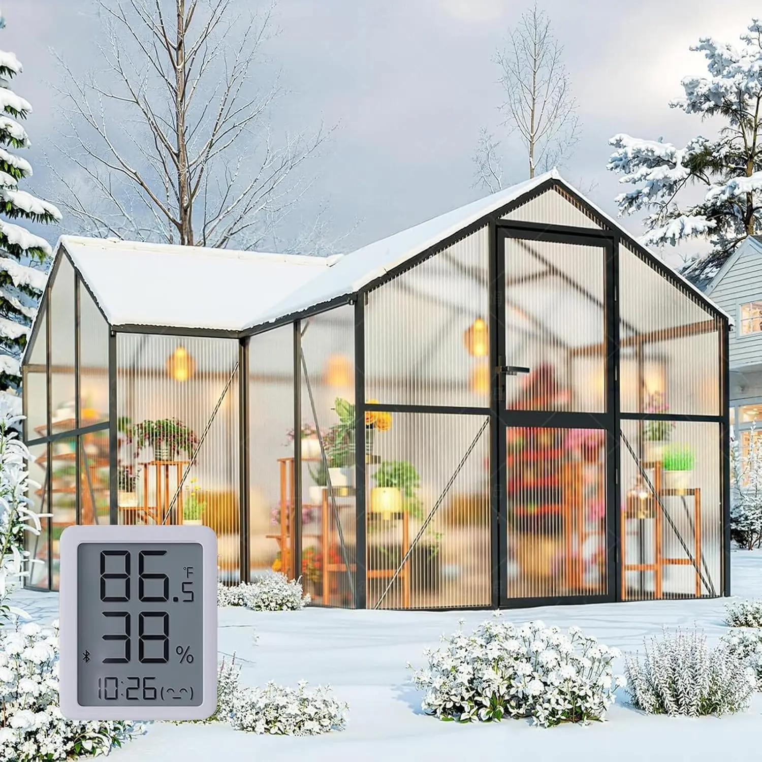 

Большие теплицы для садоводства на открытом воздухе, комплекты для посадки растений, с электронными термометрами для защиты овощей и растений.