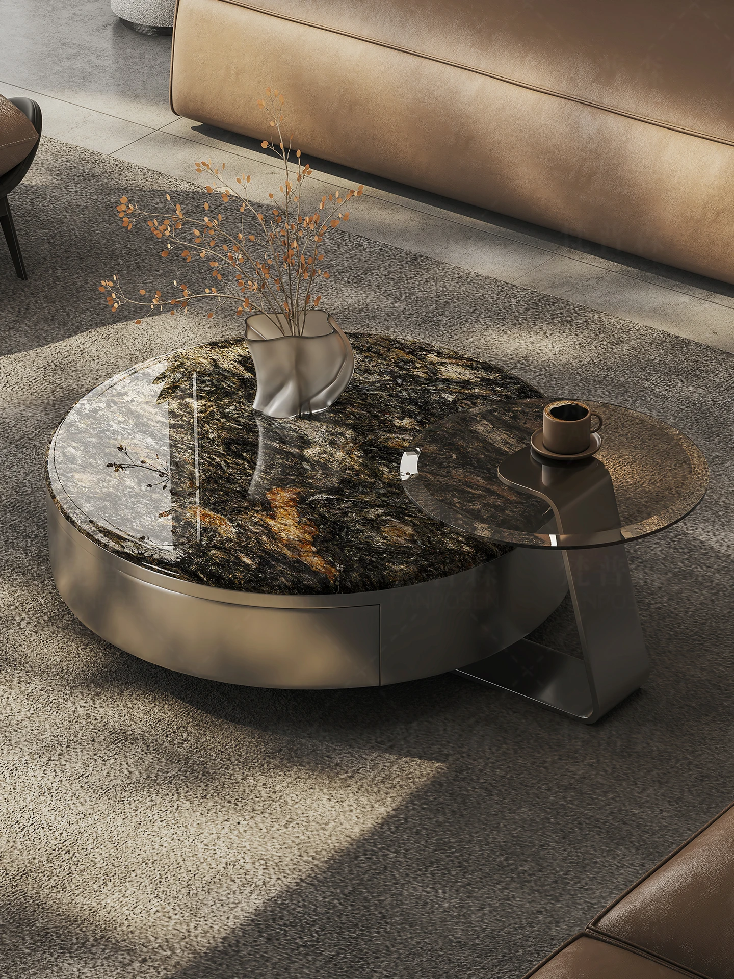 Natural luxury stone platinum diamond coffee table light l uxury high-end living room home new lar ge and small apartment
