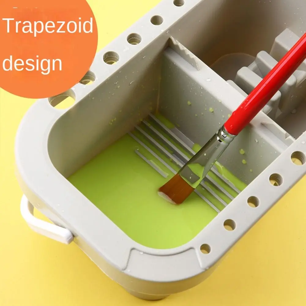Watercolor Oil Storage Box Artists Multifunctional with Lid 16 Holes Paint Brush Holder with Paint Pallet Paint Brush Cleaner