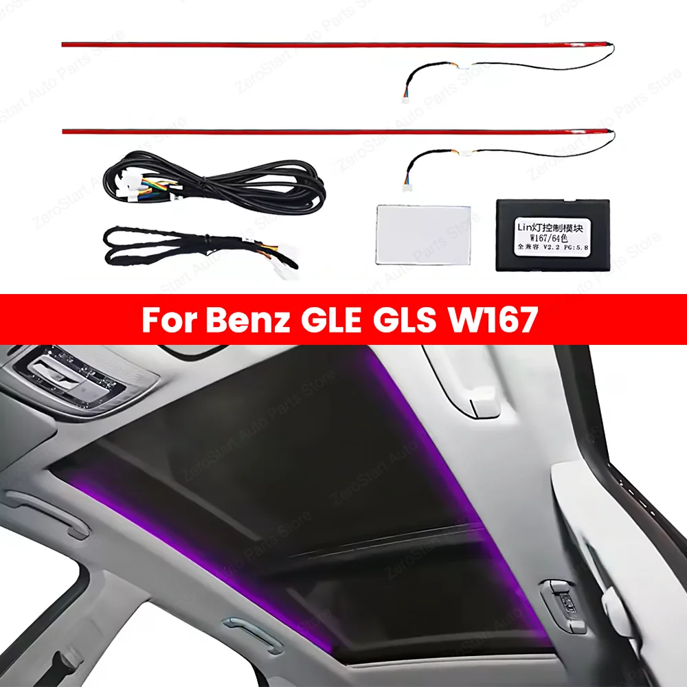 64 Kleur Led Dak Omgevingslicht Voor Mercedes Benz GLE GLS W167 GLE53 GLS63 2020-2025 Autodak Panoramisch dakraam Ambient Refit