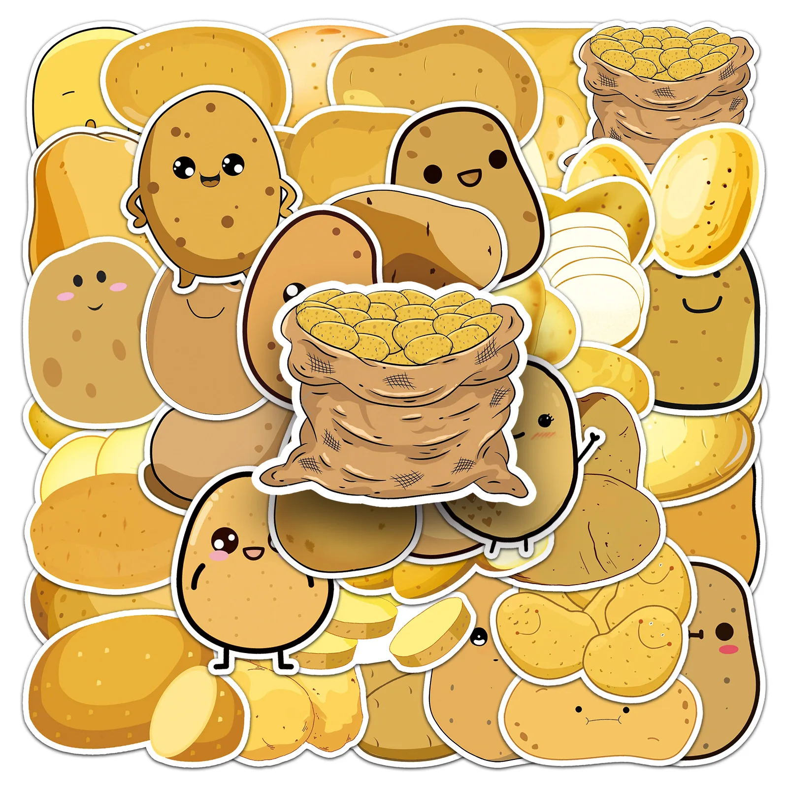 

50Pcs Cute Cartoon Potato Vegetable Stickers Waterproof for Scrapbook Journaling Laptop Phone Case DIY Decor