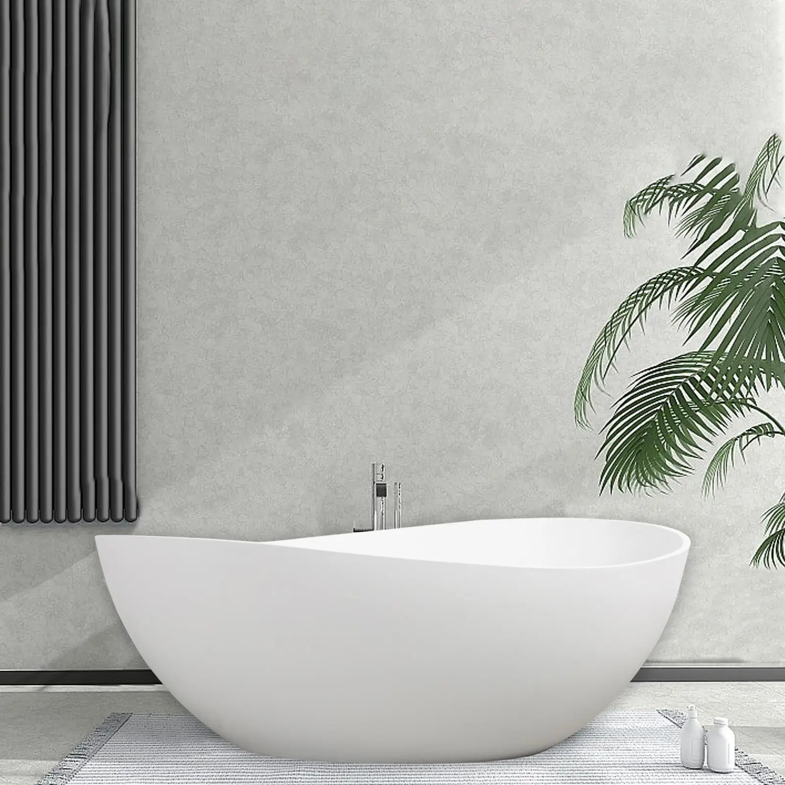 

63" Freestanding Solid Surface Bathtub, Stone Resin