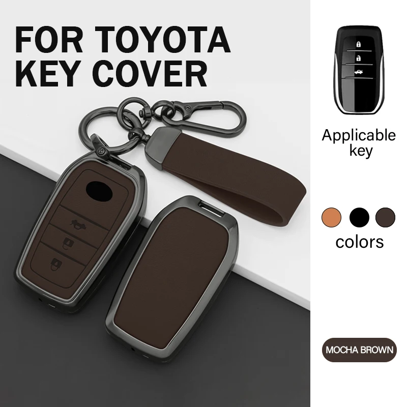   Funda protectora metálica para llave de coche, para Toyota Crown Hilux Fortuner Camry Land Cruiser Prado RAV4, funda llave, llavero
