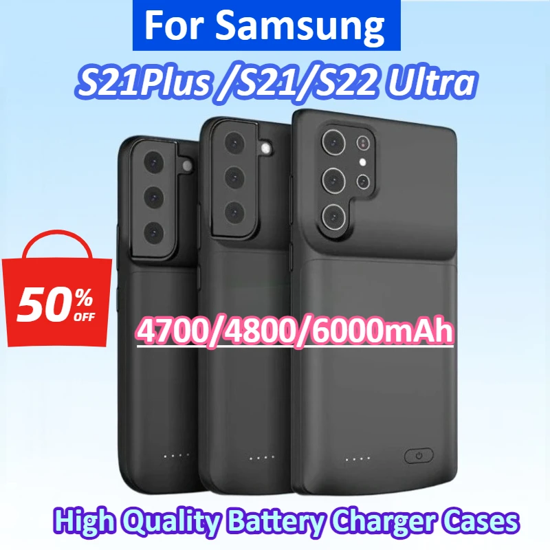 

Power Bank 4700/4800/6000mAh Battery Charger Case for Samsung Galaxy S22 Ultra S22 Plus S21+ S21plus S21Ultra Battery Case Cover