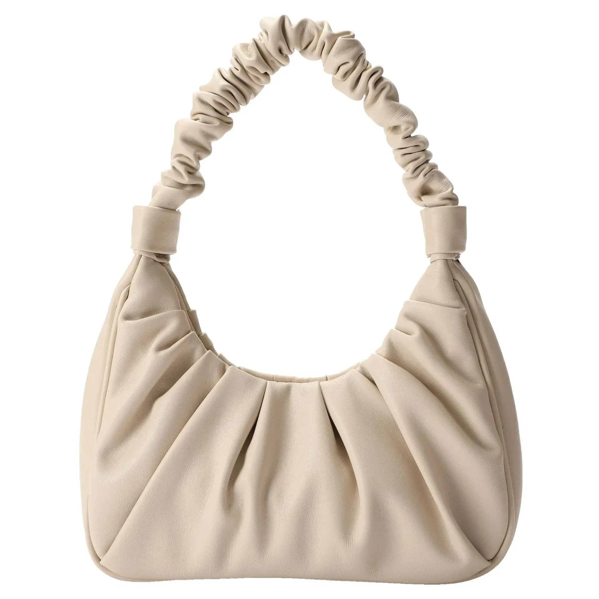 Soft leather womens underarm bag womens clouds fold bag French stick slung over one shoulder with a small texture Korean