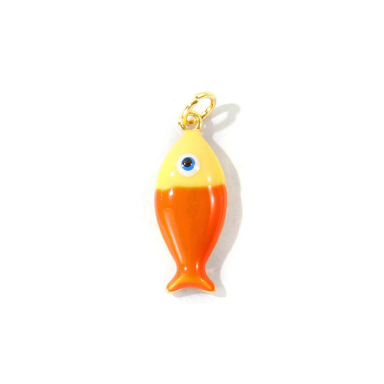 2 Stück bunte Emaille-Ozeanfisch-Anhänger, 18 Karat vergoldete Messing-Anhänger für die Herstellung von DIY-Halsketten, Armbändern und Schmuck, 24 x 8 mm. – Detail 9