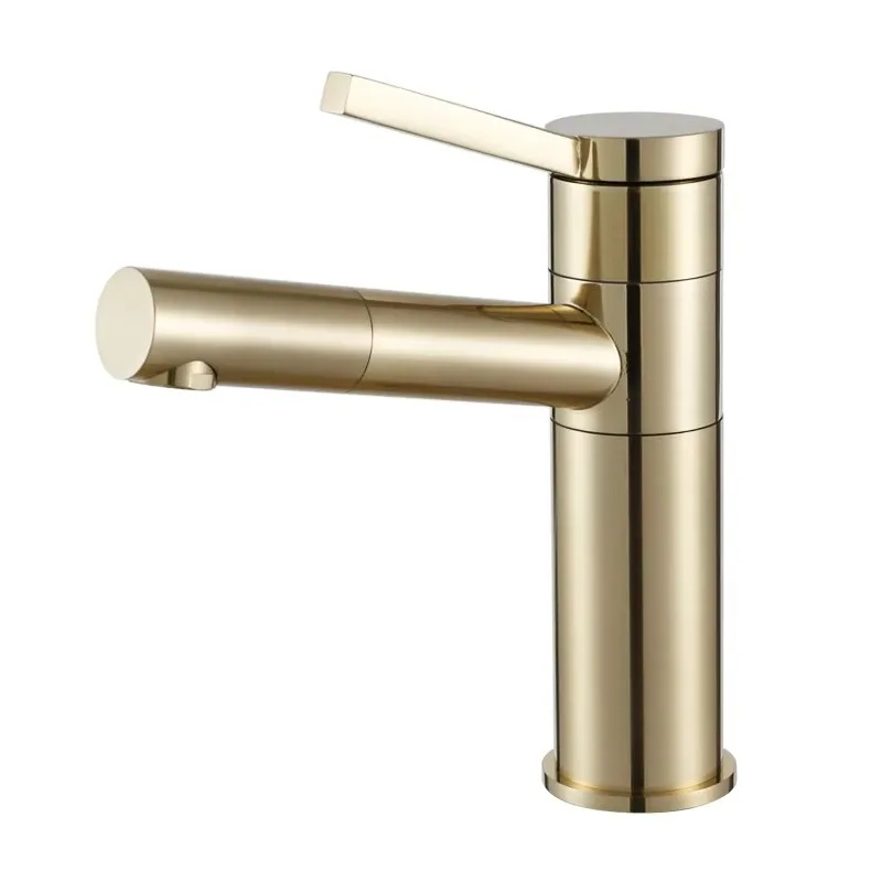 

Hot Sale Single-Hole Mount Automatic Brass Bathroom Sink Faucet Brushed Gold with Ceramic Valve Core for Hotel Family Bathroom