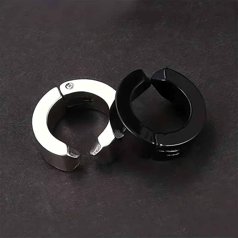 2pc Men\'s Stainless Steel Ear Bone Clip Earrings - Fashionable and Durable Ear Clips for Men Non-Piercing Fake Earring Jewelry