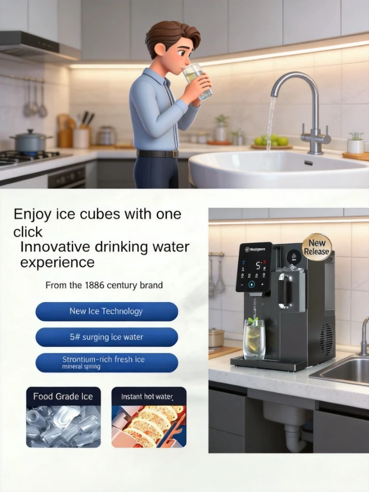 Premium Household Countertop Ice Maker And Water Dispenser Hot Cold Water Purifier Drinking Water Machine