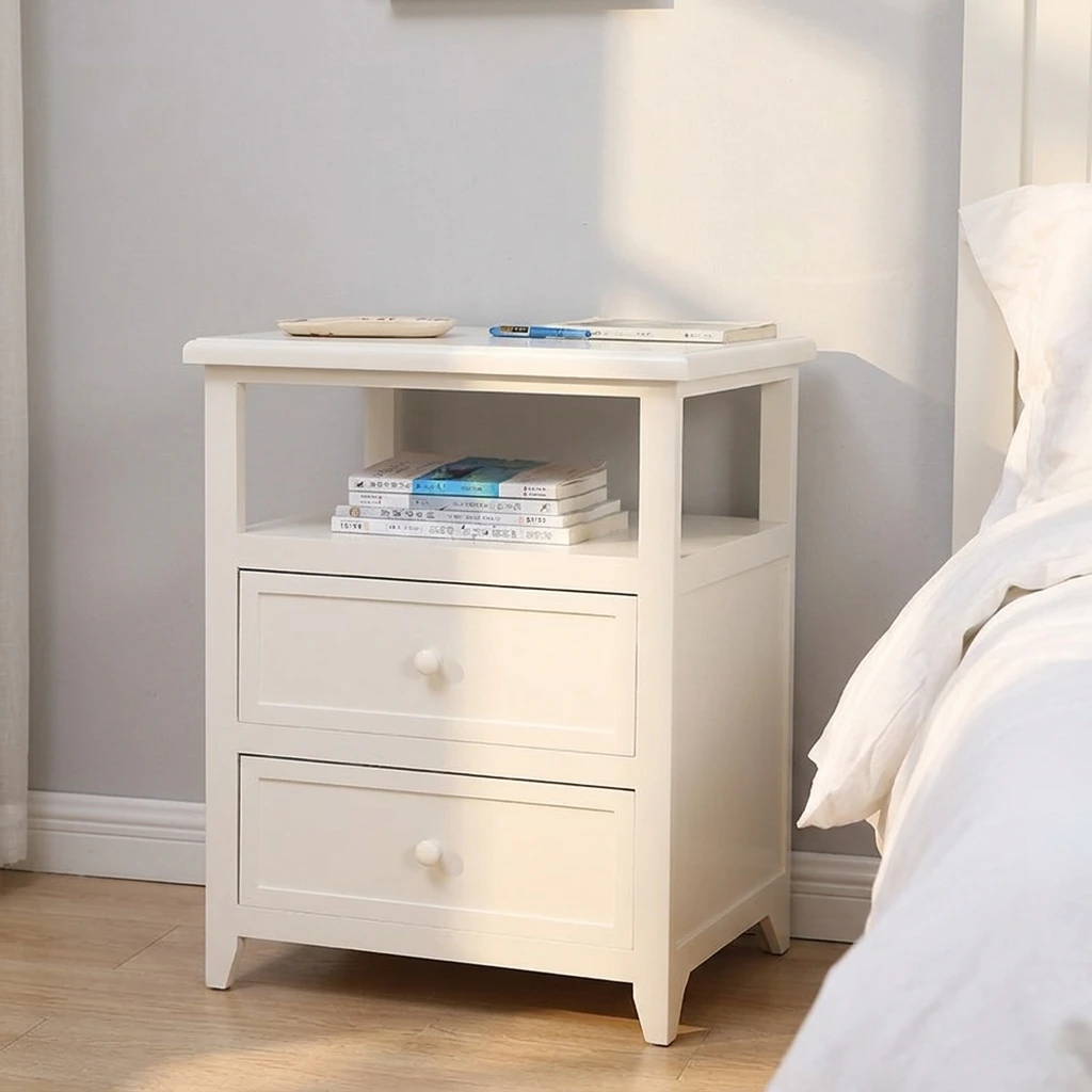 Solid Wood  Adjustable Eco-Friendly Bedroom Bedside Table Modern Design Storage Cabinet for Home Office Living Room