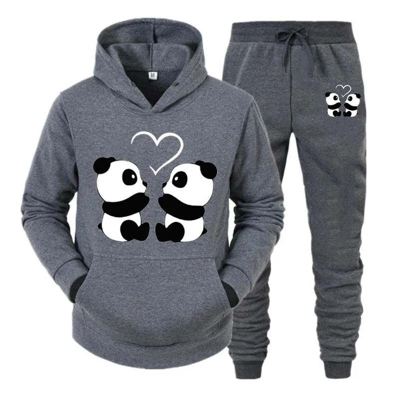 Fashion Cute Animals Pattern Women Track Suits Sports Wear Jogging Suits Ladies Hooded Tracksuit Set Clothes Hoodies+Sweatpants