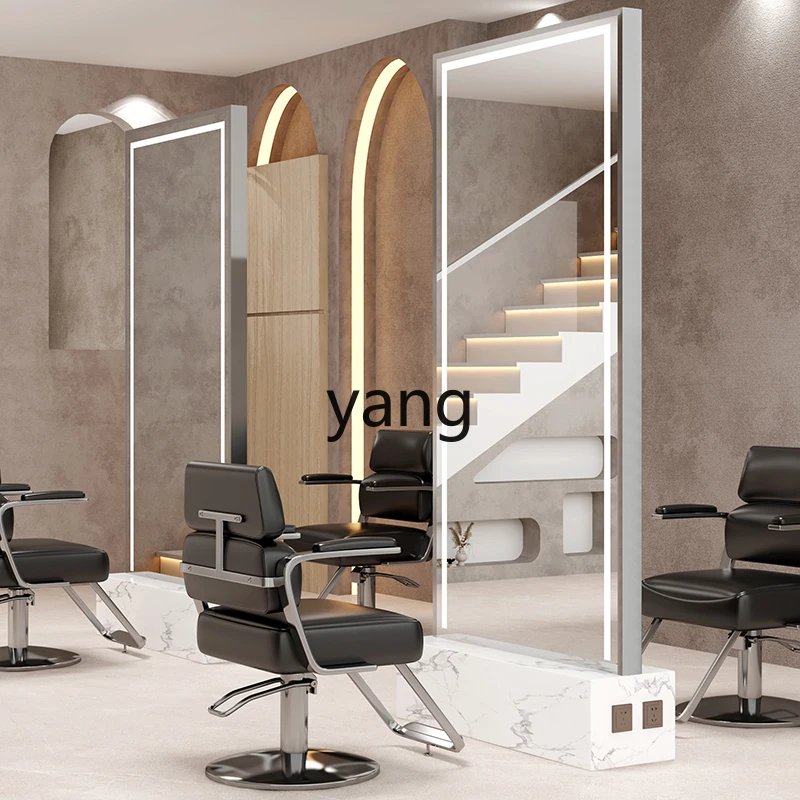 XYY hairdresser mirror barber shop mirror single and double sided hair salon mirror with lamp