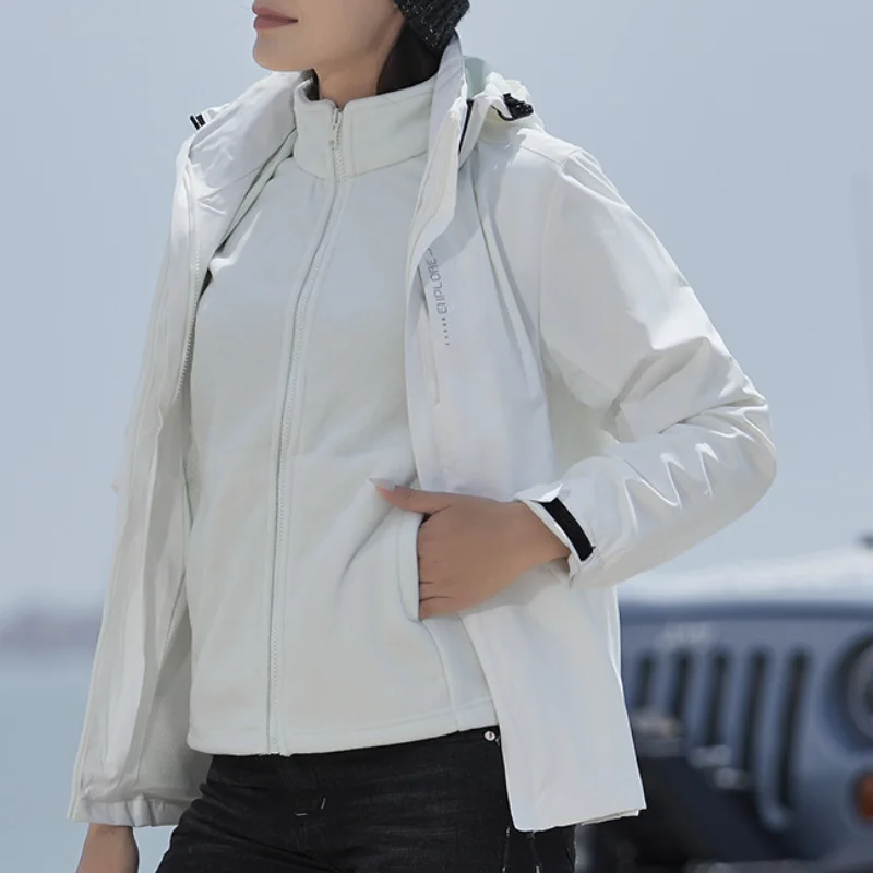 Women Hiking Jackets Autumn Outdoor Sports Waterproof Jackets 3 in 1 Women Winter Windproof Thermal Hooded Hiking Trekking Coats