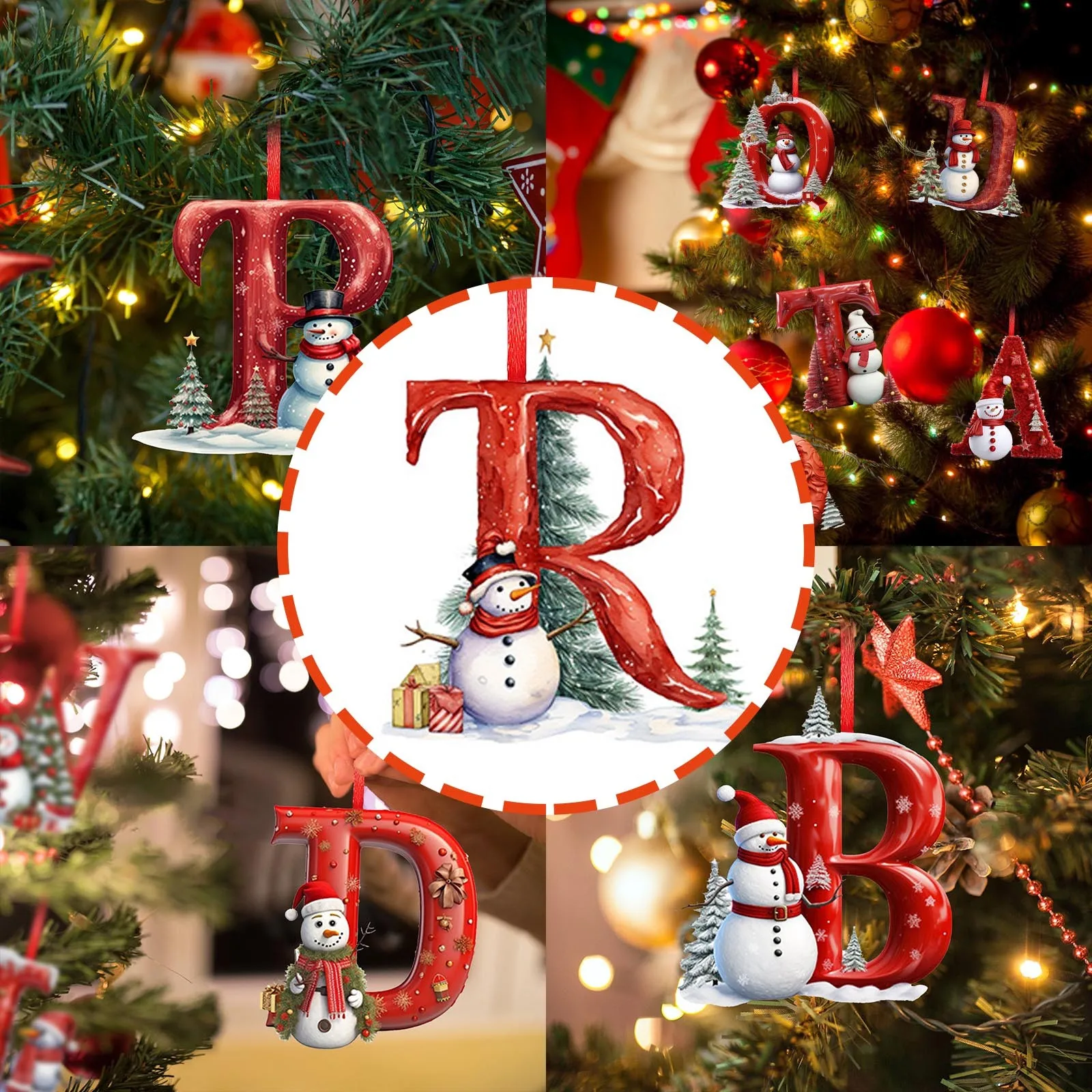 Weihnachtsbaum-Dekor, Buchstaben-Anhänger, Acryl, A-Z, 26 Buchstaben, Zuhause, Urlaub, Anhänger, Weihnachtsschmuck, Navidad, Natal, Neujahr 2025,