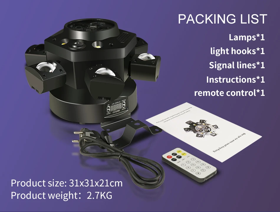 2-8pcs 10X10W RGB 6 Head Moving Head Beam Light RGB Laser Strobe Light DMX Stage Light RGB Beam Light Rotating Disco Party Bar