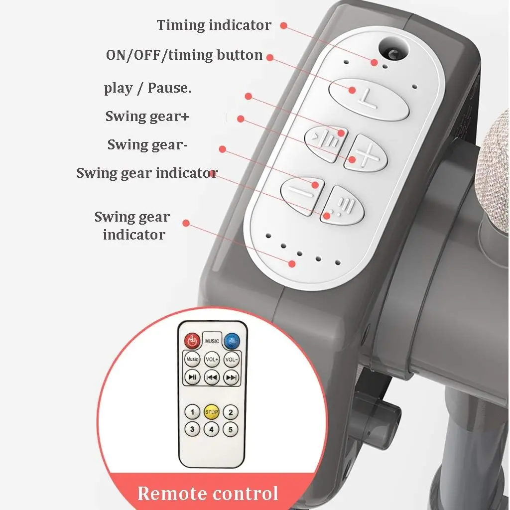 Cuna eléctrica para bebé, columpio con colchón y mosquitera, cuna portátil ajustable en altura con cesta para dormir de 82cm