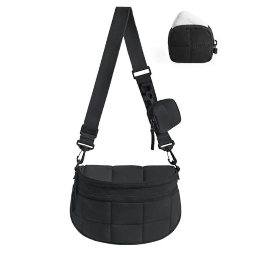 

Small Crossbody Bags for Women, Puffer Cute Bum Bag with Pouch, Quilted Purse for Daily Travel College, 4.6L compact size, stru