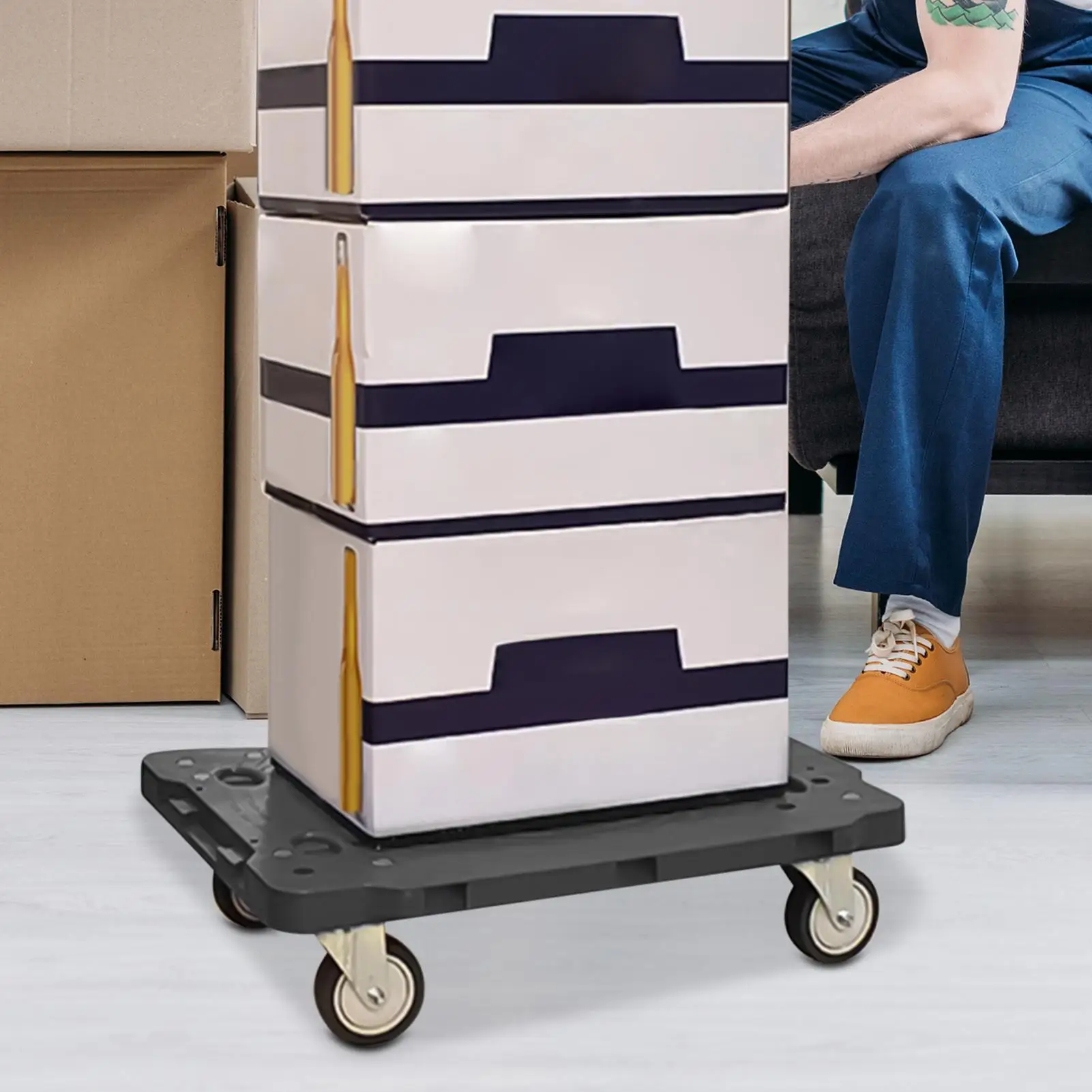 الأثاث المتحرك دوللي قابل للتوصيل سعة 220 رطل تتحرك دوللي الثقيلة 4 عجلات عربة متحركة لتحريك الأثاث الثقيل