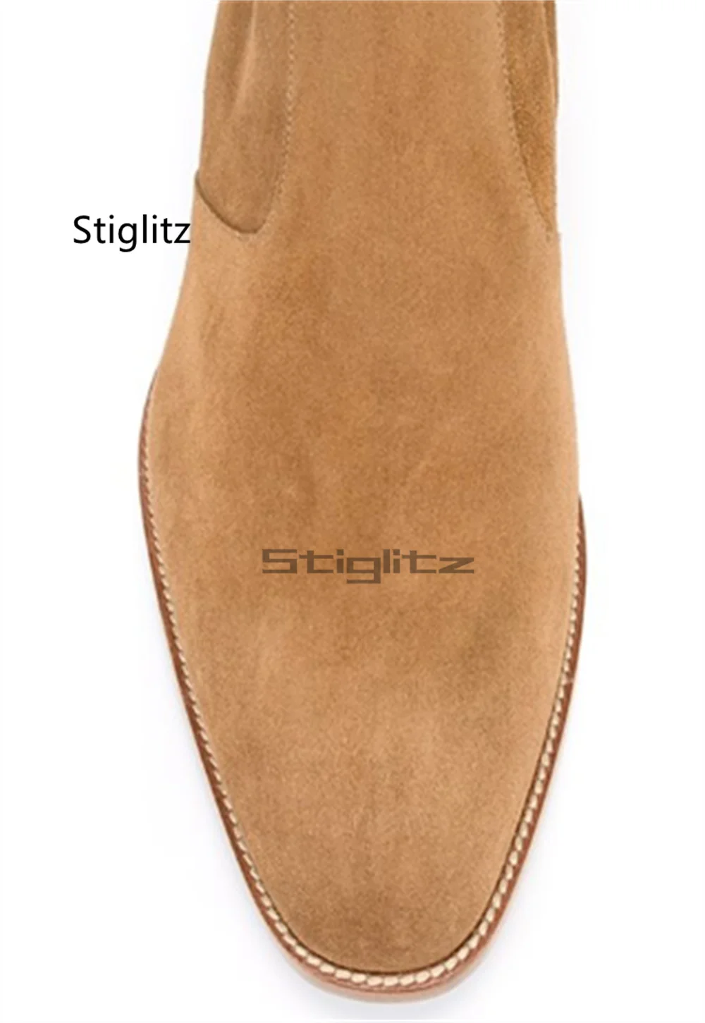 جلد الغزال الرجال تشيلسي الأحذية جولة تو الجانب سستة الكاحل الأحذية النمط البريطاني أزياء مريحة الدافئة الذكور الشتاء الأحذية #3