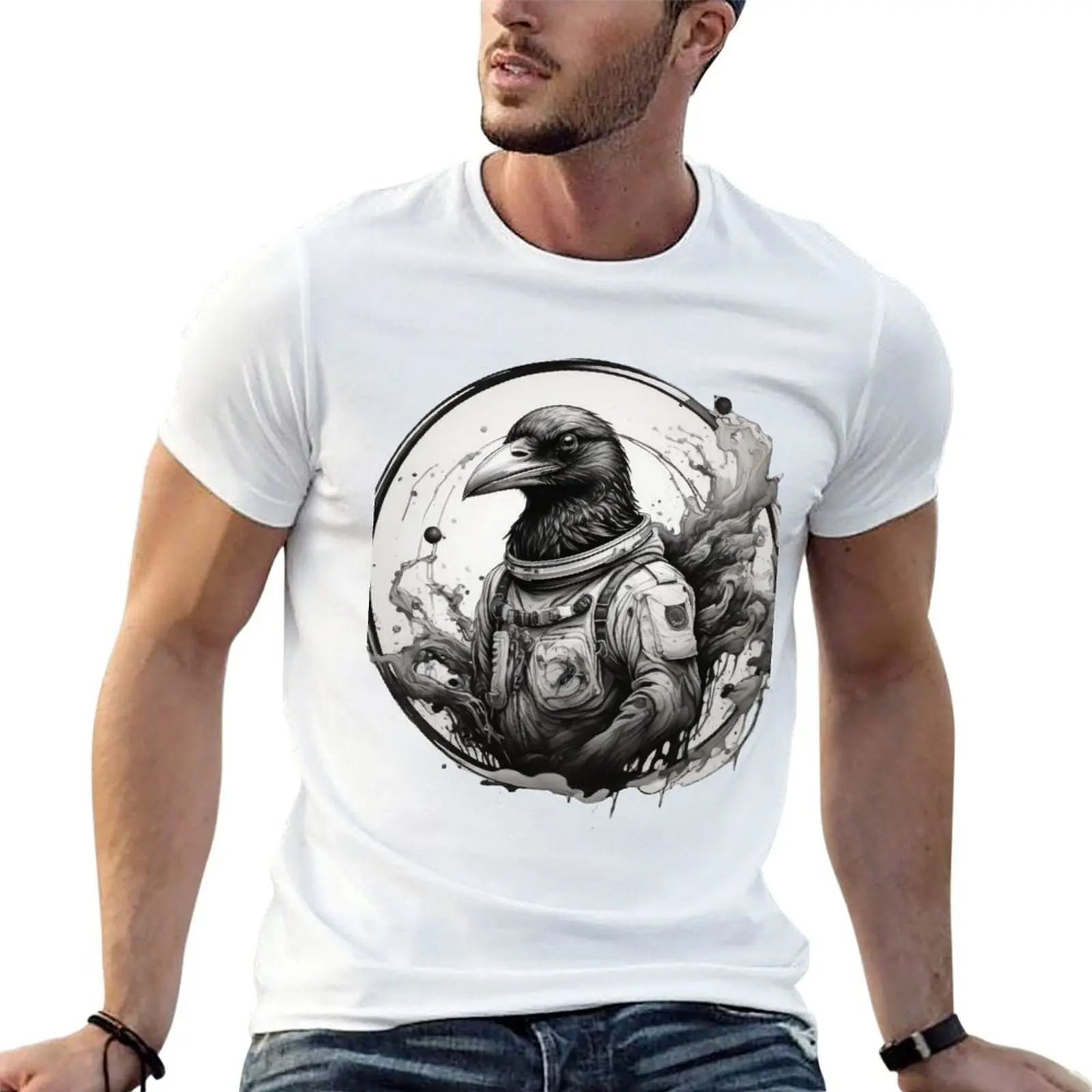 

Astronaut crow - Astronaut Animals Series T-Shirt funny t shirts cotton anime t shirts oversize T-Shirt