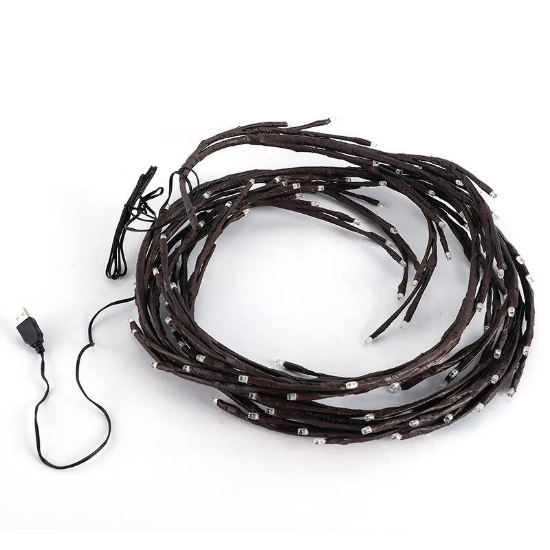 72LED/96LED 나뭇가지 램프 USB 전원 DIY 축제 나무 덩굴 따뜻한 흰색 빛 방수 벽 발코니 DIY 장식