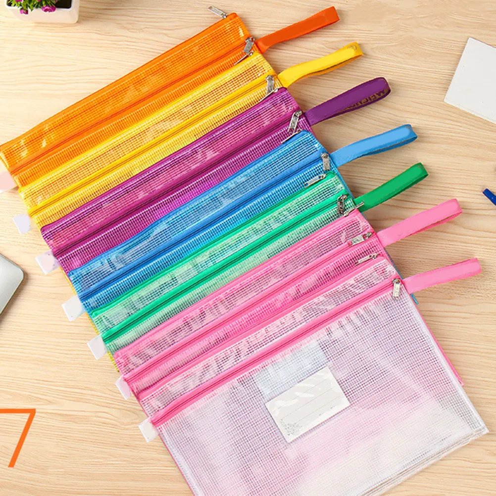 

7Pcs File Bags Transparent Reinforced PVC Waterproof Organizer for Documents Stationery Holder Portable Storage Pencil Case