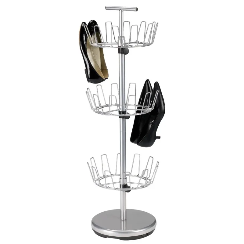 3-Tier Revolving Shoe Storage Rack Organzier Adjustable w/Steel Frame Home