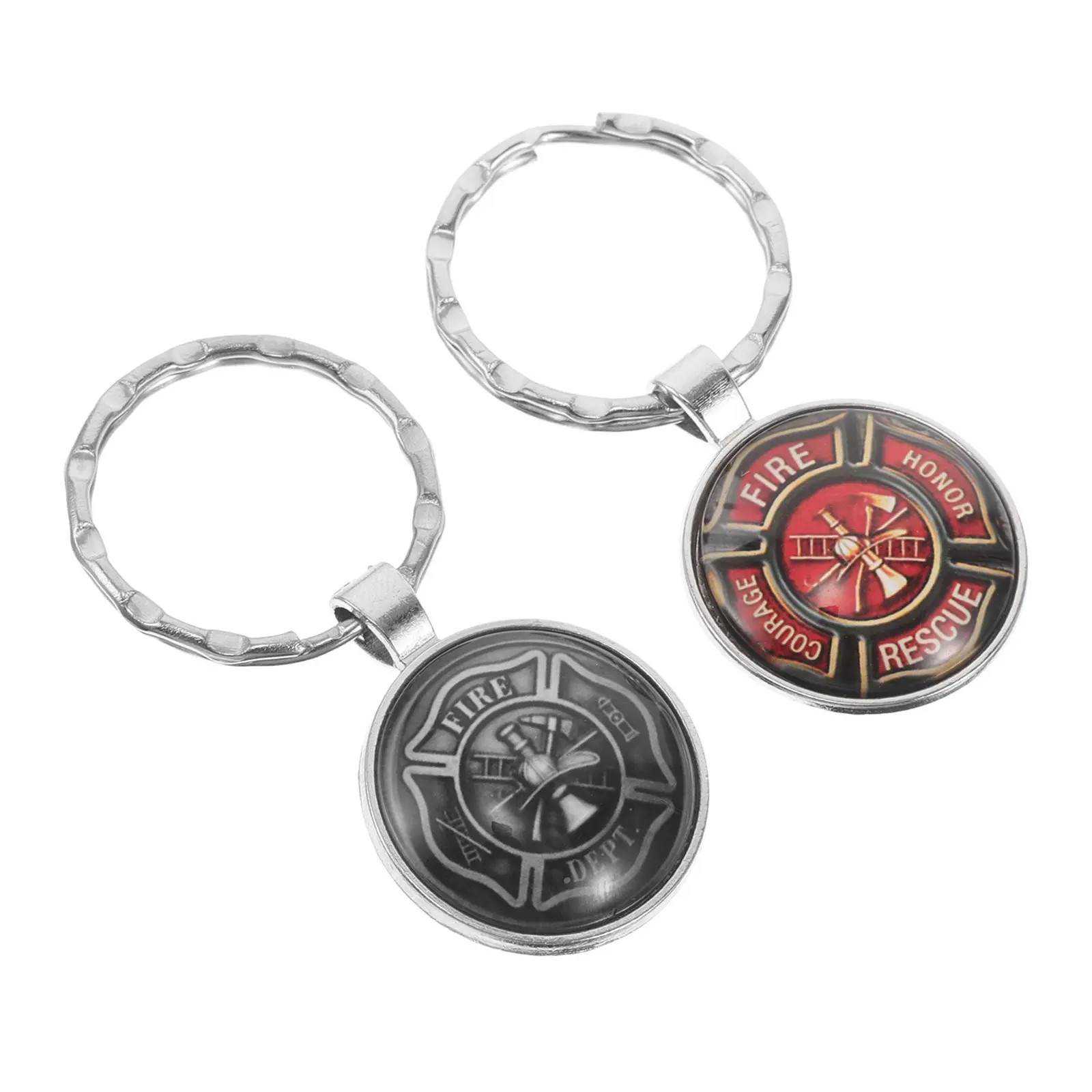 2 Pcs Keyring Firefighter Ornament Keychain Bag Hanging Pendant Delicate Keychains