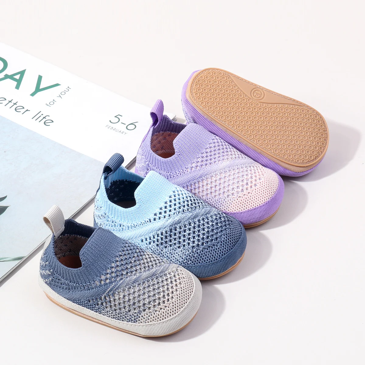 New Gradient Color Simple Personalized Baby Toddler Shoes Non-Slip Infant and Toddler Insulation Baby Shoes