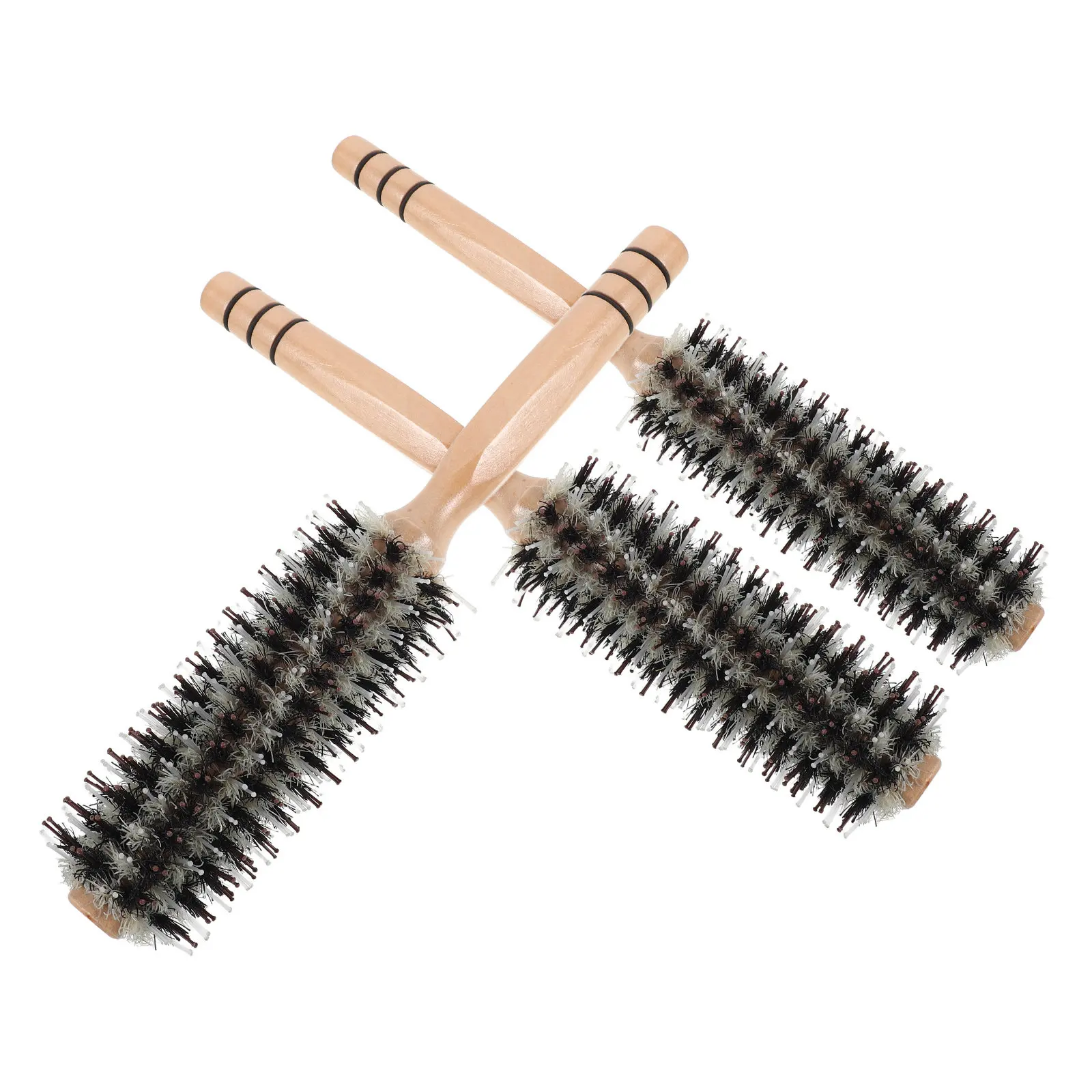 

Набор из 3 круглых расчесок для волос с щетиной кабана, деревянная ручка, для укладки в салоне, без спутывания, для густых и вьющихся волос, для феновки