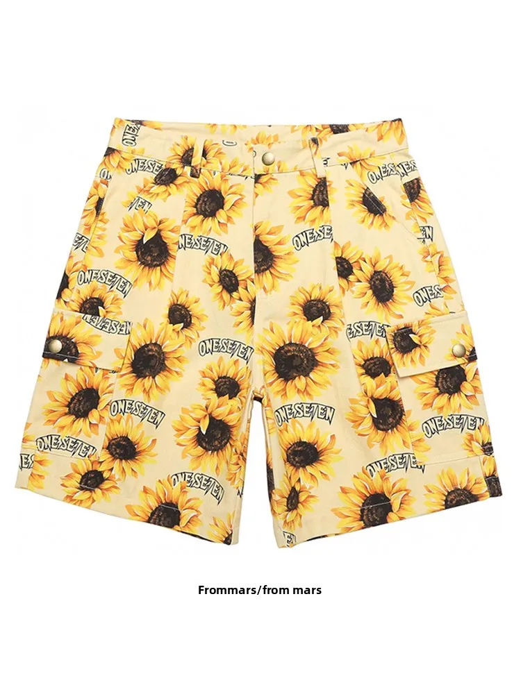 

Мужские повседневные свободные летние джинсы Suower Print Workwear с карманами, молодежный стиль