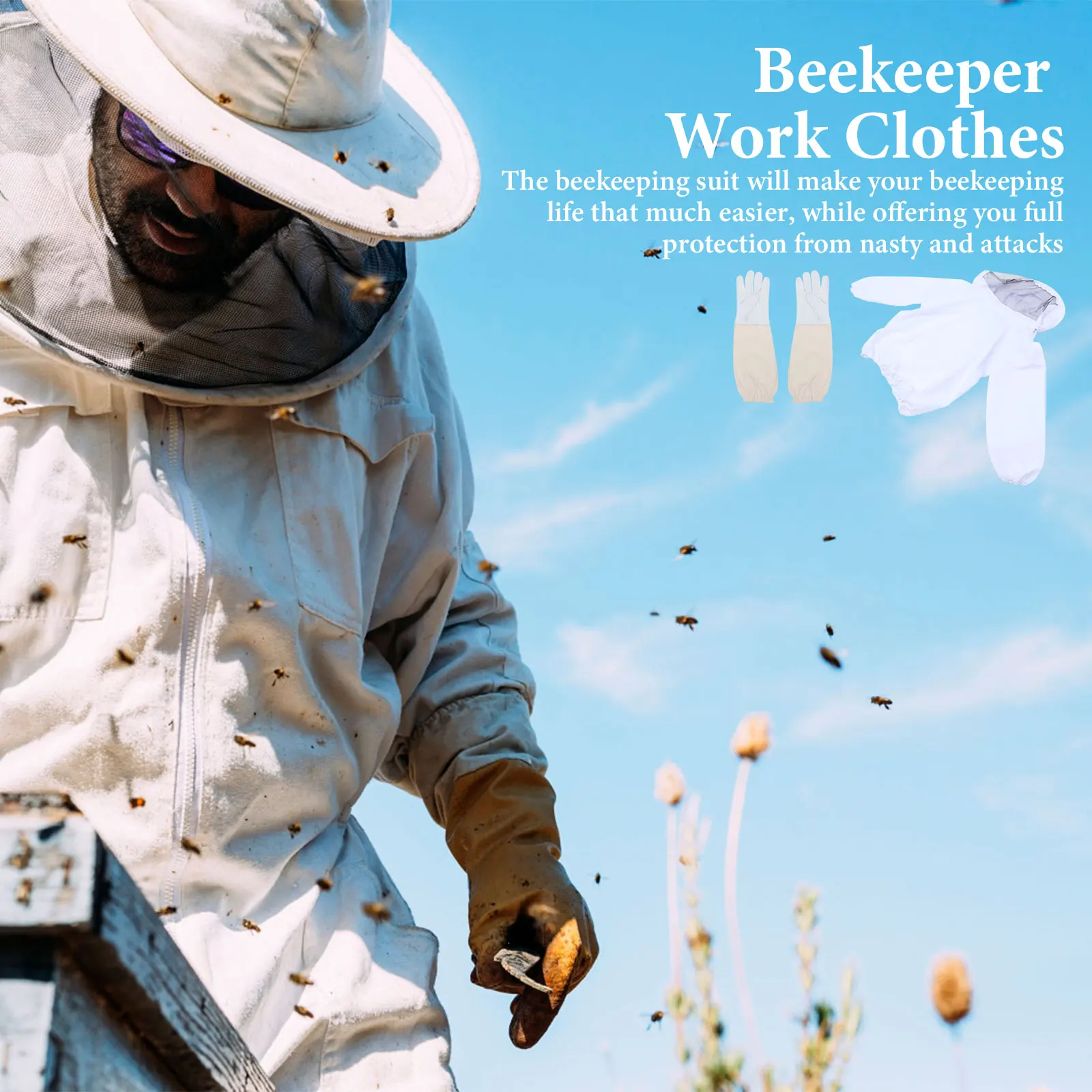 

Beekeeping Suit Anti Bee Suit Work Clothes Thick Material Protective Gloves Jacket Tools Supplies Hat Veil Design Long Service