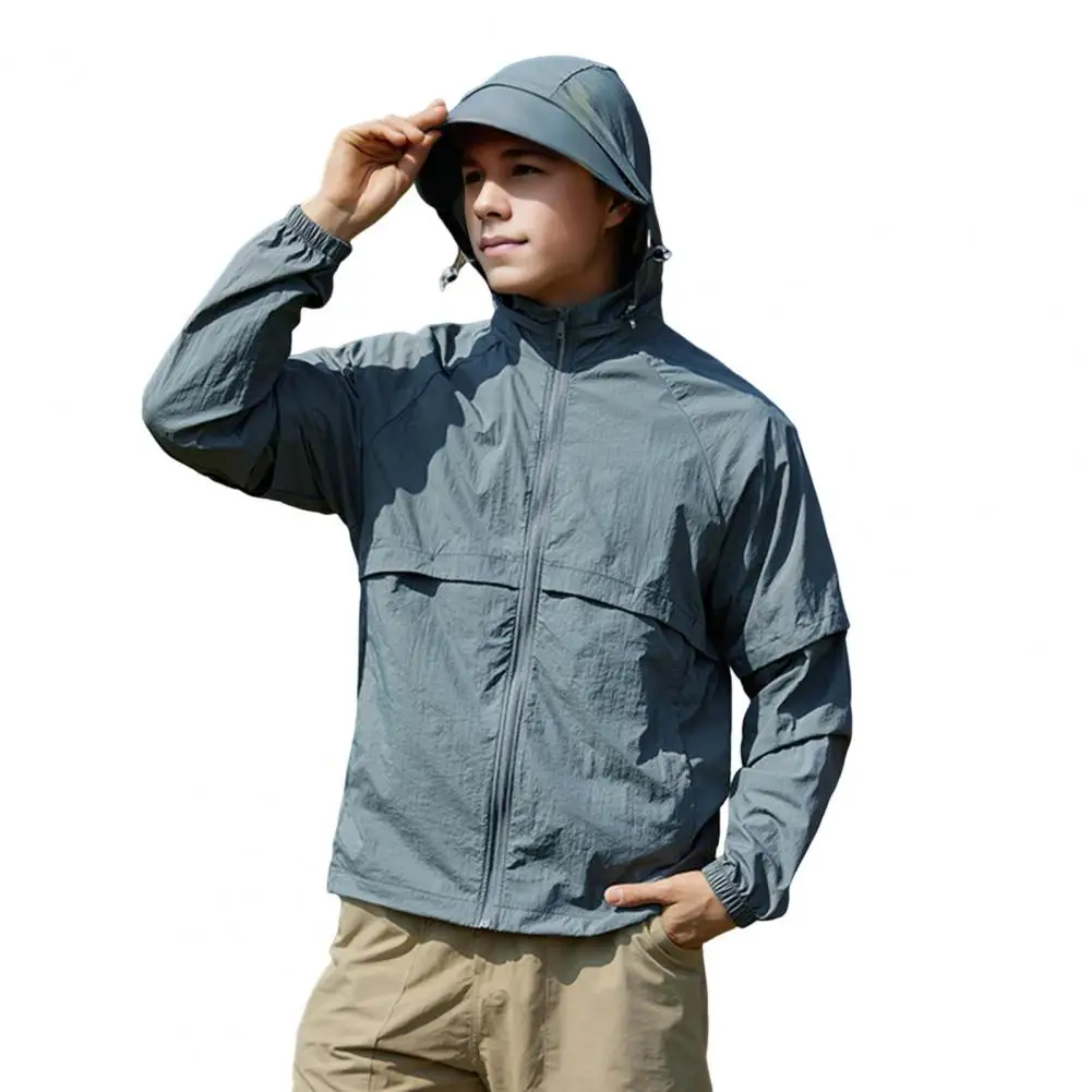 Sun Protection Coat Quick Drying Uv Protection Fishing Jacket with Removable Hood Zipper Placket Unisex Sun Coat for Ultimate