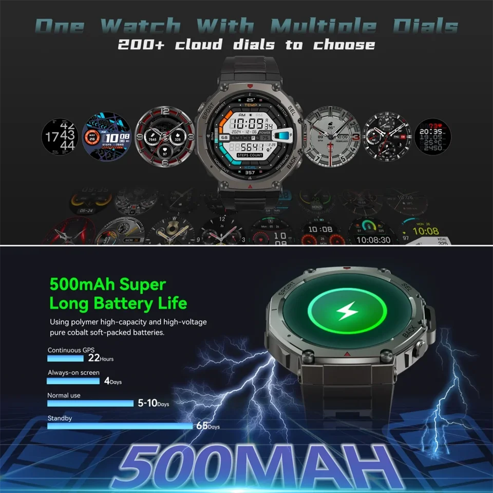 Новинка 2023 года, военные Bluetooth-смарт-часы с вызовом, встроенный GPS-компас, барометрический высотомер, 10 АТМ, водонепроницаемые спортивные умные часы для мужчин