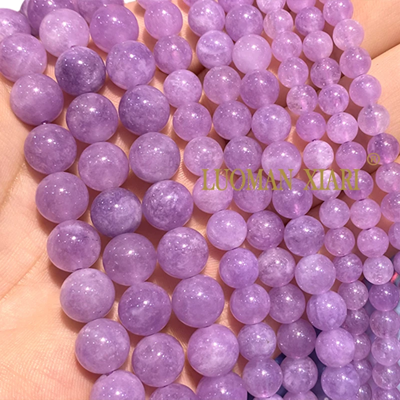 6 8 10mm Round Natural Stone Chalcedony Lavender Light Purple Spacer Beads for Jewelry Making Diy Bracelet Charms Accessories