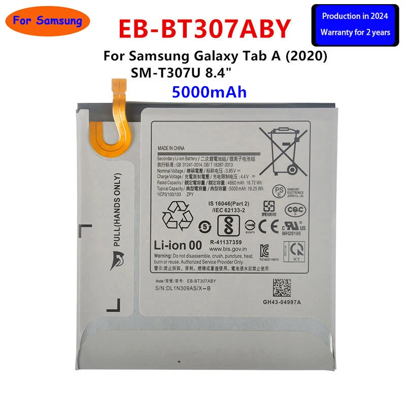 

2024 years Brand New EB-BT307ABY 5000mAh Replacement Battery For Samsung Galaxy Tab A (2020) SM-T307U 8.4" Tablet batteria