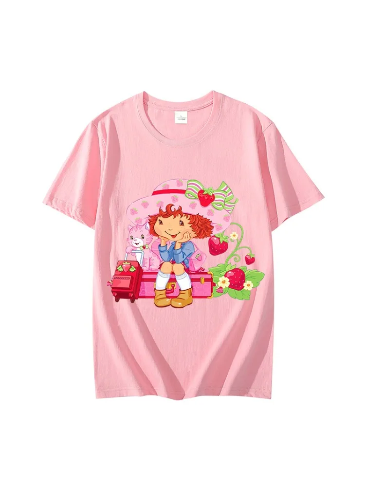 Vrouwen Anime Katoenen T-shirt Aardbei Shortcake Volwassen Korte Mouw Tops Zomer Casual Kleding Meisje Cartoon Leuke Tee Geschenken 2026