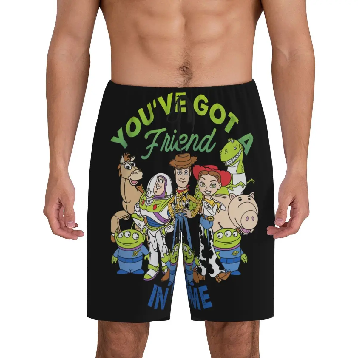 شورت بيجامة قصير كارتوني مخصص للرجال مطبوع عليه Pjs ملابس نوم مع جيوب