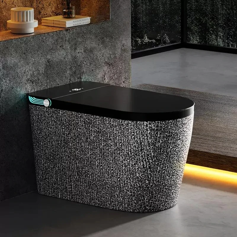 

Умный унитаз в ретро-стиле с имитацией камня, черный, с автоматическим открыванием крышки, персонализированный и креативный, без ограничений по давлению воды.