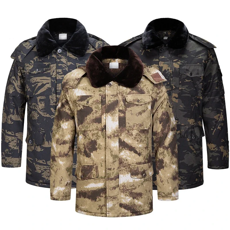 

New Men Winter Warm Thick Windproof Parkas Jackets Coat Men Casual Tacticl Outdoors Parkas Hooded Camouflage Cotton Coat